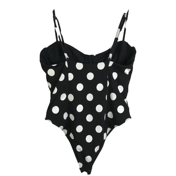 Mara Hoffman Underwire One Piece Swimsuit Womens Polka Dots Black White Sz L - Picture 3 of 9